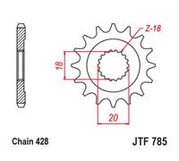 Pignone JT Sprockets Acciaio Standard 785-paso 428 per Moto