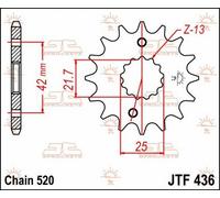 PIGNONE KAWASAKI ER-6 650 2006-2016 JT JTF436.15 PASSO 520 15 DENTI