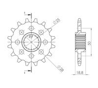 PIGNONE P525 Z17 DIS61600 APRILIA ETV CAPONORD/ABS 1000 2001-2011