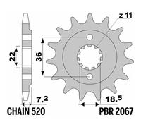 Pignone PBR Acciaio Standard 2067-520 per Moto Ricambi/Accessori