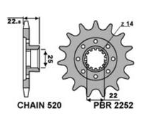 Pignone Pbr Acciaio Standard 2252-520 Per Moto Ricambi Accessori Parti