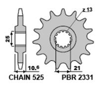 Pignone Pbr Acciaio Standard 2331-525 Per Moto Ricambi Accessori Parti