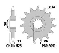 PIGNONE PBR GOMMA Z16 PASSO 525 PER YAMAHA TENERE 700 2019-2024 RICAMBIO
