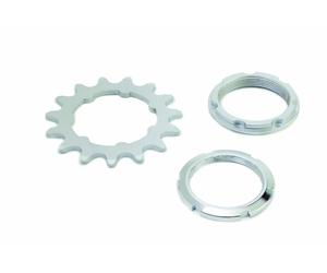 Pignone Pista Miche 1/8" 18 denti con supporto e ghiera