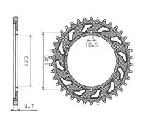 PIGNONE POSTERIORE 498 45 KAWASAKI ZZR 600 90-92 (JTR499.45) (CATENA 530) (49845