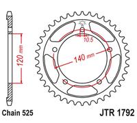 PIGNONE POSTERIORE JT 4398 42 SUZUKI GSR 750 '11-'19, GSXR 750 '0
