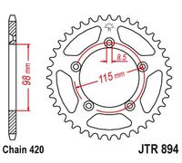 PIGNONE POSTERIORE JT 4552 50 KTM SX 60/65 '98-'21 (455250JT) (CATENA