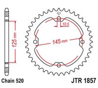 PIGNONE POSTERIORE JT 4588 45 YAMAHA YFZ 450R '09-19, YFM 250/350/450/700 R
