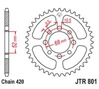 PIGNONE POSTERIORE JT 801 50 SUZUKI GT 50 '77-80, ZR 50 '82-, APX 50