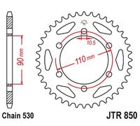 PIGNONE POSTERIORE JT 850 33 YAMAHA XS 650 '75-81 (85033JT) (CATENA 530)