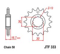 Pignoni JT Acciaio Standard 333-Passo 530 Per Moto Ricambi Accessori