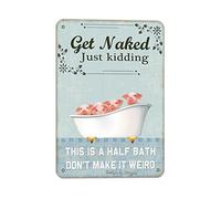 Pigs Get Naked Just Kidding This Is A Half Bath Tin Retro Look 20,3 x 30,5 cm Decorazione Artigianale Cartello per Casa Bagno Fattoria Giardino Garage Divertente Decorazione da Parete