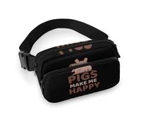 Pigs Make Me Happy, marsupio a tracolla, regolabile, resistente, per uomo e donna
