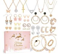 PIIDUOO Calendario Avvento Gioielli 2024 Donna - Calendario Dell'Avvento Gioielli Oro rosa Alla Moda per Adolescenti Ragazze Con Collana Bracciale Anelli Orecchini 24 Sorprese