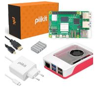 PiiKit Starter Kit per Raspberry Pi 5 4 GB - Essential Edition | Alimentatore 27 W | Case con Ventola Integrata e Dissipatore di Calore | Cavo Micro-HDMI 4K 60 Hz