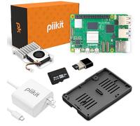 PiiKit Starter Kit per Raspberry Pi 5 8 GB - Server Edition | Scheda MicroSD da 32 GB | Alimentatore da 27 W | Raffreddatore attivo | Bumper in silicone