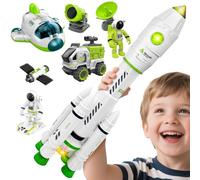 PIIMNT 5 in 1 Space Razzo, Razzo Spaziale Giocattolo Per Bambini, Giocattolo Spaziale Per Bambini, 3, 4, 5, 6, 7, 8 Anni, Giocattolo Spaziale, Regalo Per Ragazzi E Ragazze