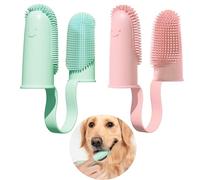 Pijaborg Confezione da 2 spazzolini da denti per cani, kit di spazzolini da dita, setole a 135º per una facile pulizia dei denti, spazzolino a doppio dito, per la cura dentale di cuccioli, gatti e