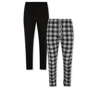 Pijama FM London para hombre paquete de 2 - Pantalones de pijama ligeros para hombre, ropa de dormir y ropa de dormir, Nero a quadri, XL