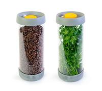 Pika Set di 2 barattoli sottovuoto in vetro da 1,5 l | Coperchio con sottovuoto integrato | Contenitore ermetico per alimenti | caffè, cereali, biscotti, patatine, erbe fresche, anti tarme