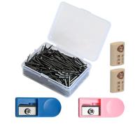 PIKABOOM Set di ricariche per Compasso: 500 Pezzi 2B, Diametro 2mm, con temperino e Gomma. Ideale per Ufficio, Scuola, Compatibile con Faber Castell.