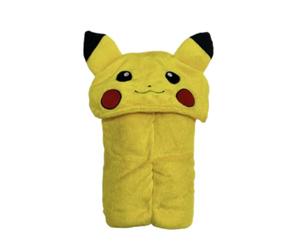 Pikachu Homadict - Plaid con cappuccio Pokemon 120 x 150 cm, morbido e confortevole, licenza ufficiale, giallo