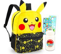 Pikachu Set zaino per ragazzi - Bundle con zaino Pokemon da 40,6 cm, bottiglia d'acqua, adesivi, altro | Zaino Pokemon per la scuola, Multicolore, Pokemon Backpack Set, Zaino Pokemon, zaino Pikachu