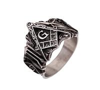 PikaLF Anello massonico da uomo, anello massonico vintage, anello con occhio che vede, anello Illuminati Eye of Providence, anello hip hop, punk massonico, gioiello regalo per uomo e uomo, Metallo, No