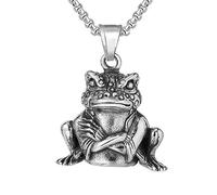 PikaLF Collana da uomo a forma di rospo hip hop, collana con ciondolo a forma di rana vichingo, con catena da 23,6 pollici, in acciaio inox, con ciondolo a forma di rana, Acciaio inossidabile