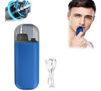 Pikapipy - Rasoio per peli del naso, trimmer per naso Pikapipy, 2 in 1, tagliacapelli nasale, impermeabile, elettrico, portatile, ricaricabile (blu, 1 pezzo)