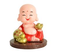 Pikapuka Statua a energia solare con monaco annuendo e divinità della ricchezza/Buddha Maitreya, decorazione creativa per interni per auto e case, idea regalo unica (ritorno a pieno carico, Buddha