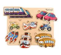 PikatoyZ® Puzzle Bambini 2 Anni - Giochi in Legno 1 Anno - Idea Regalo per Bimbo e Bimba per Natale o Compleanno - Gioco Montessori Educativo di mezzi de trasporto