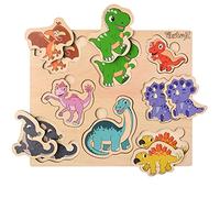 PikatoyZ® Puzzle Bambini 2 Anni - Giochi in Legno 1 Anno - Idea Regalo per Bimbo e Bimba per Natale o Compleanno - Gioco Montessori Educativo con Dinausori
