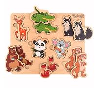 PikatoyZ® Puzzle Bambini 2 Anni - Giochi in Legno 1 Anno - Idea Regalo per Bimbo e Bimba per Natale o Compleanno - Gioco Montessori Educativo con Animali della Foresta