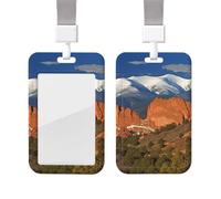 Pikes Peak Colorado - Porta badge con cordino, impermeabile, per chiavi, carte d'identità, con finestra trasparente per nome, per donne e uomini, lavoro, ufficio, dottore, infermiere