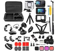 Pikioraz 52 in 1 Kit Accessori per Action Cam, Kit di Accessori Compatibile con GoPro, Fotocamera Sportive Set di Accessorio per GoPro Hero12 11 10 9 Black