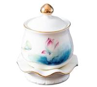 PIKITER Ciotola for l'acqua Lucky Wealth, tazza for offerte di Buddha in porcellana for altare Guanyin, bianca e blu, 6x8,2x10,5 cm, 1 pezzo