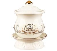 PIKITER Ciotola for offerte d'acqua buddista da 8,3x10x13 cm, tazza in ceramica con motivo floreale Guanyin della ricchezza for forniture for altari domestici, 1 pz.