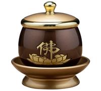 PIKITER Ciotola for offerte d'acqua buddista in rame, tazza for il culto della ricchezza in oro e caffè for il Buddha Guanyin, fornitura for il tempio, 7 cm, 1 pezzo