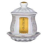 PIKITER Ciotola for offerte d'acqua buddista, tazza for acqua santa in ceramica for altare del Buddha, forniture cerimoniali buddiste, 6,5x8,5x10 cm, 1 pz.