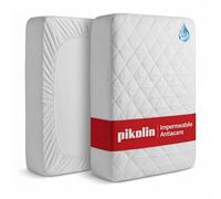 PIKOLIN Set 2 Coprimaterasso per Culla Impermeabile 60 x 120 cm 32 cm di Altezza Traspirante Silktouch e Certificato Oeko-Tex - Protettore di Materasso Lettino Imbottito Anallergico e Lavabile