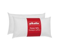 PIKOLIN Set 2 Cuscini Letto Matrimoniale in Fibra Ipoallergenica - Guanciale Letto con Fodera in Cotone Traspirante e Lavabile con Trattamento Antiacaro - Bassa Rigidità - 75 x 40 cm
