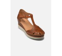 Pikolinos Sandali in Pelle Aguadulce Marrone - Altezza Zeppa 7 cm