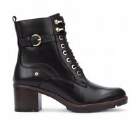 Pikolinos Donna Llanes Nero Pelle Caviglia Tacco Medio Zip con Lacci Anfibi