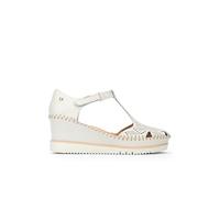 Pikolinos Sandali in Pelle Aguadulce Bianca - Altezza Zeppa 7 cm