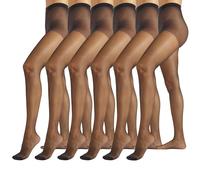 PIKY PACK 6 PAIRS Collant Velati 20 DEN, Calze Trasparenti Effetto Satinato, Collant Donna, Collant Trasparenti, Calze Velate, Made in Italy (IT, Testo, L, Regular, Regular, Nero)