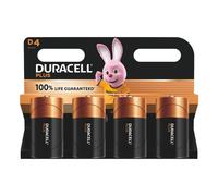 Pila Alcalina Duracell Plus D, Forma Cilindrica, Confezione da 4