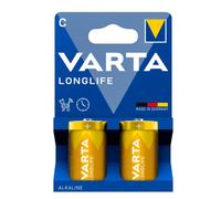 VARTA Longlife Batterie C Baby LR14 (pacco da 4) Batteria alcaline - Made in Germany - Ideali per telecomandi, radio, sveglie e orologi