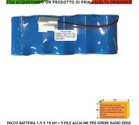 Pila Batterie 7,5 V 18 Ah Sirena Radio DOGE 5 Torcioni Ricambio Connettore polar