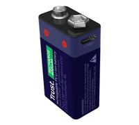 Trust Batteria 9V Ricaricabile USB-C, Pila 9V con Porta USB-C Integrata, Nessun Caricabatteria Necessario, Capacità di 4,44 Wh, Batteria 9 Volt per Rilevatore di Fumo Radio Portatili